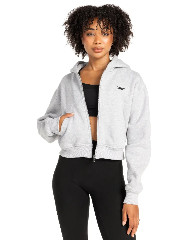 Cropped Classic Zip Through - Grey