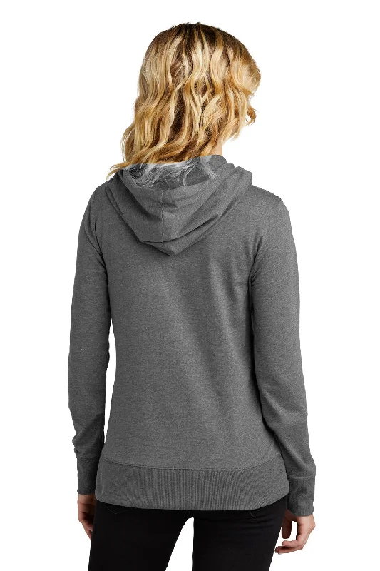 District Womens French Terry Full Zip Hooded Sweatshirt Hoodie - Washed Coal Grey