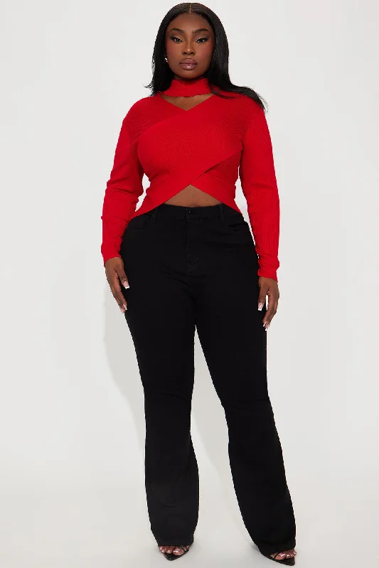 Geary Mock Neck Sweater - Red