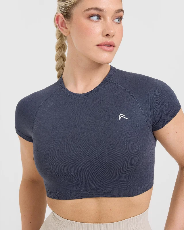 Go To Seamless Fitted Crop Top | True Blue