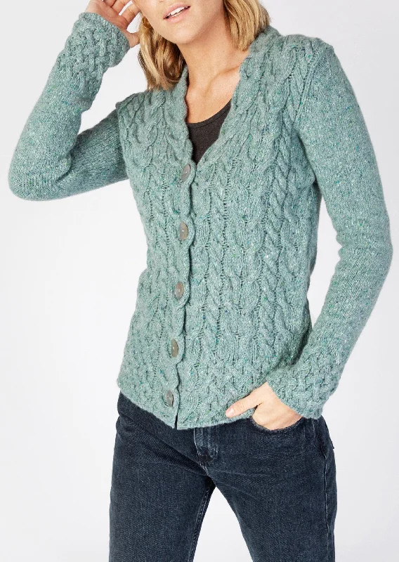 IrelandsEye Horseshoe Aran Cardigan | Ocean Mist