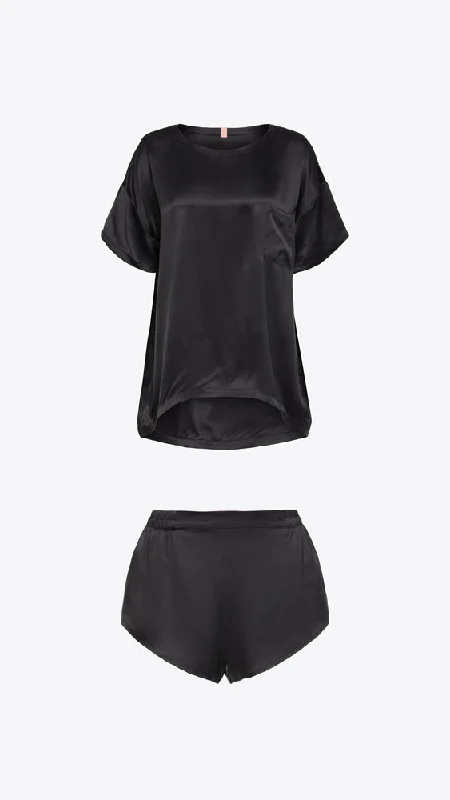 Washable Silk Tee Set - Immersed Black