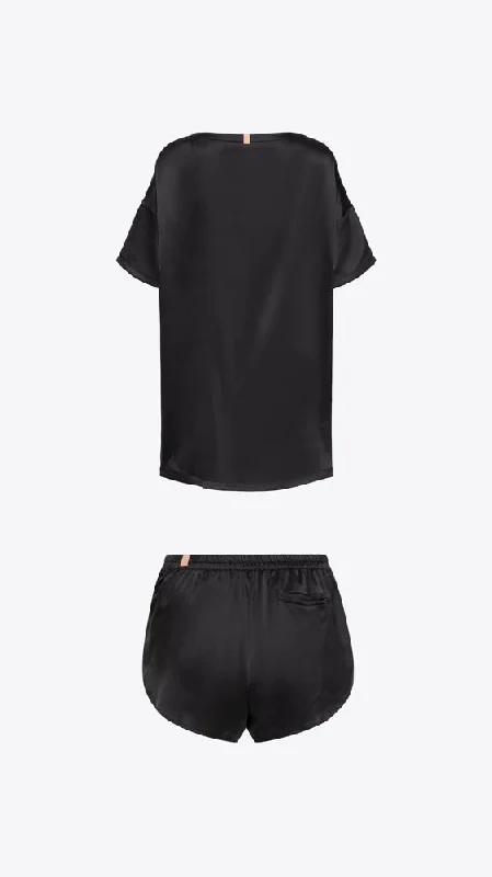 Washable Silk Tee Set - Immersed Black