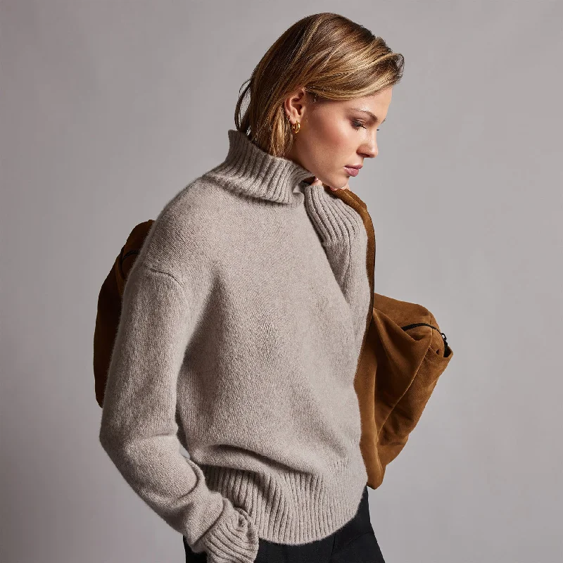 Mid Gauge Funnel Neck Sweater - Silver Wheat