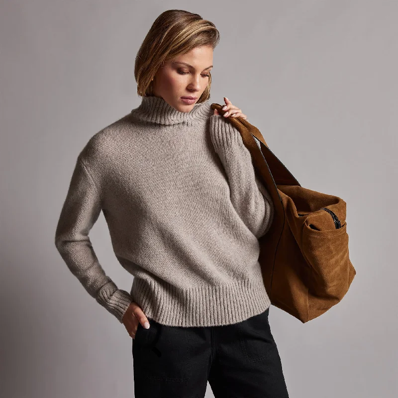 Mid Gauge Funnel Neck Sweater - Silver Wheat