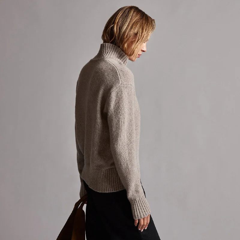 Mid Gauge Funnel Neck Sweater - Silver Wheat