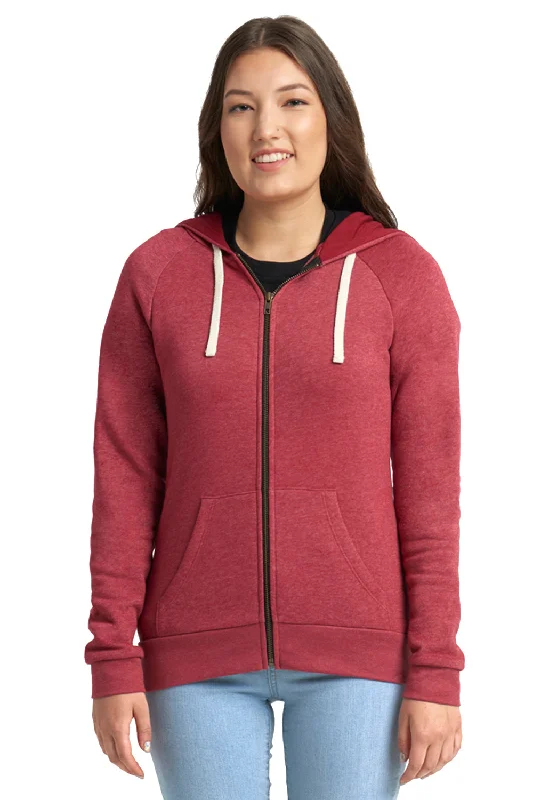 Next Level Womens PCH Fleece Full Zip Hooded Sweatshirt Hoodie - Heather Cardinal Red - Closeout