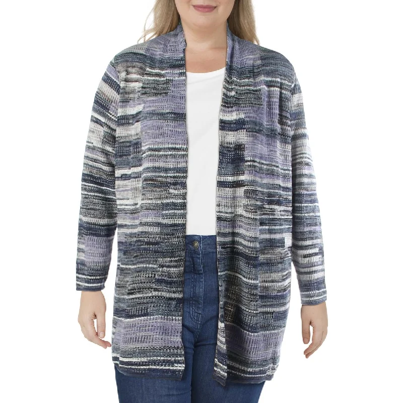 Nic + Zoe Womens Plus Wool Blend Open Front Cardigan Sweater