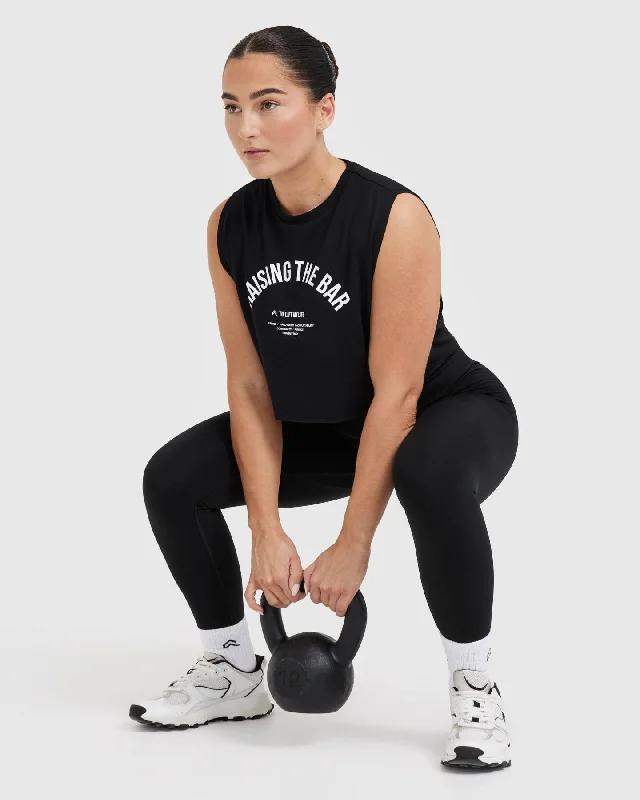 Raising The Bar Graphic Muscle Crop Vest | Black