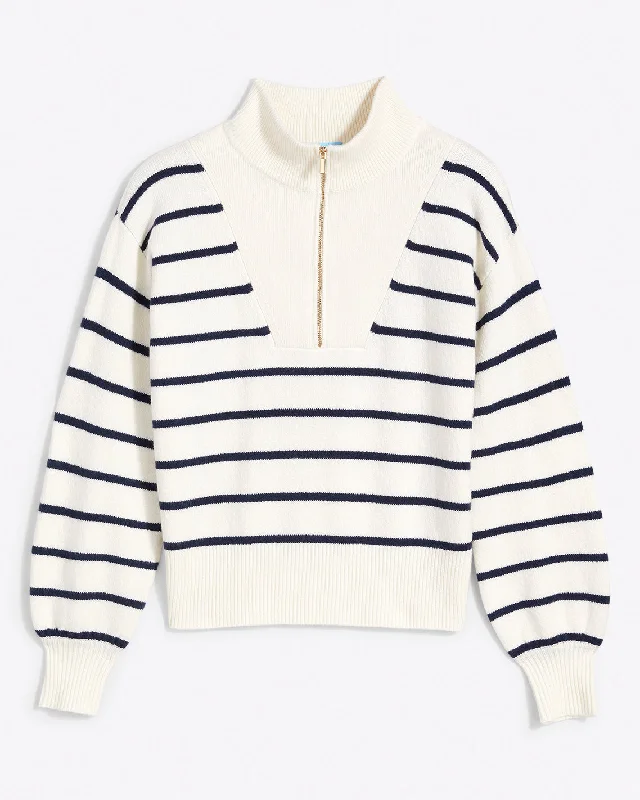 Striped Quarter Zip Sweater in Mariner Stripe