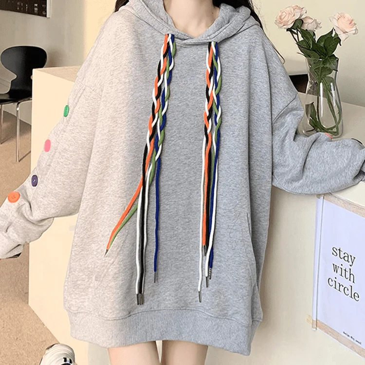 Women's Kawaii Colourful Rope Loose Hoodies