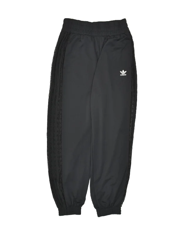 ADIDAS Womens Tracksuit Trousers Joggers UK 12 Medium Black Polyester