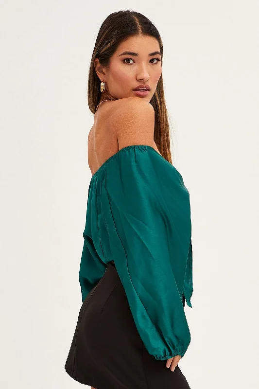 Blue Bolero 3/4 Sleeve Tie Front Crop Satin