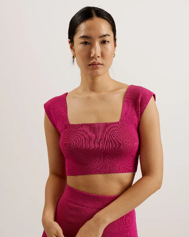 Brenha Cropped Knit Vest Top Purple