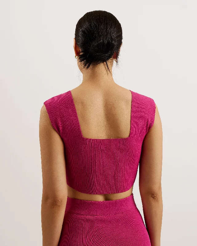 Brenha Cropped Knit Vest Top Purple