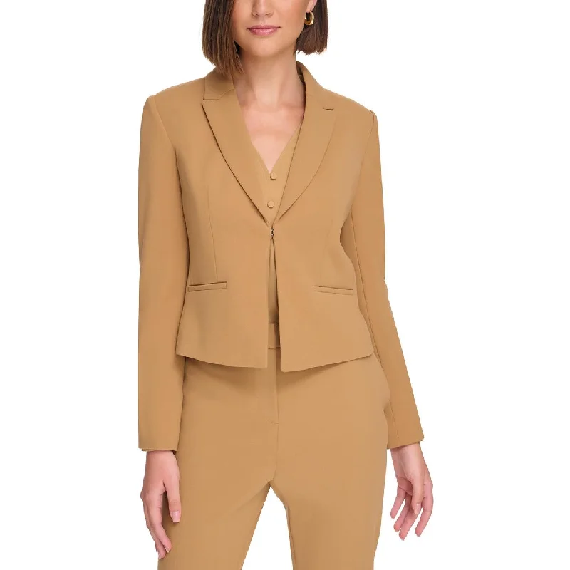 Calvin Klein Womens Petites Collar Crepe Open-Front Blazer