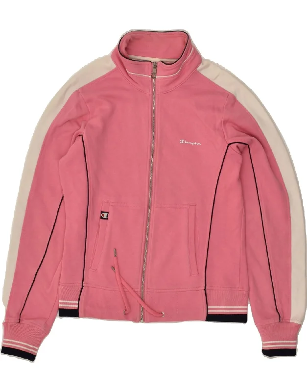 CHAMPION Womens Tracksuit Top Jacket UK 10 Small Pink Cotton