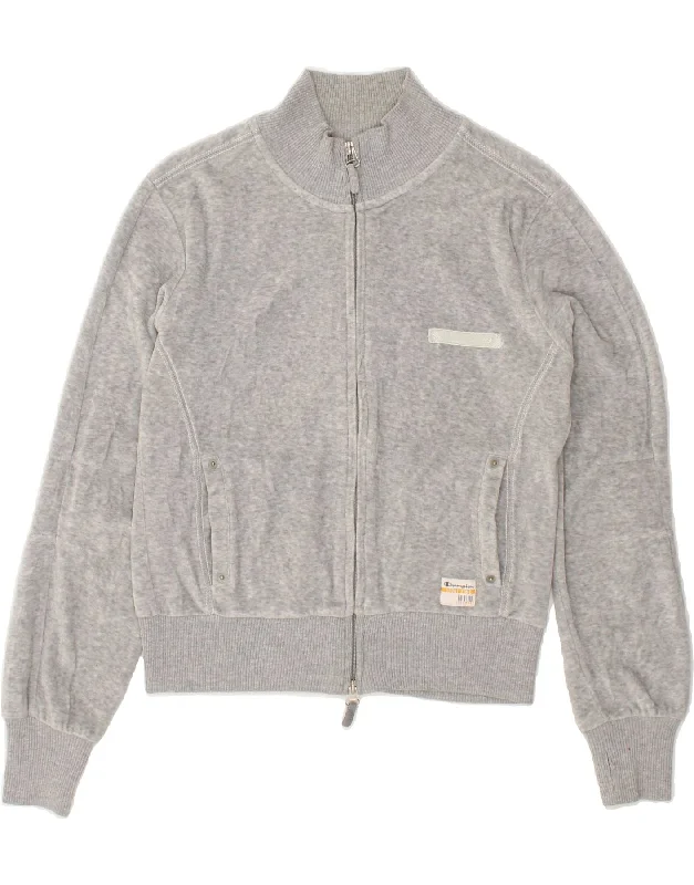 CHAMPION Womens Tracksuit Top Jacket UK 14 Large Grey Cotton