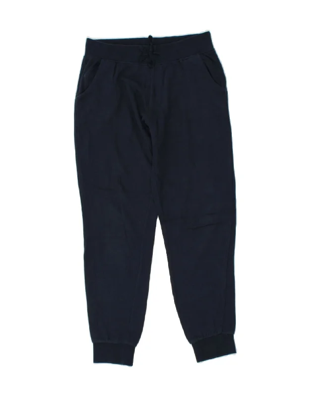 DIADORA Womens Tracksuit Trousers Joggers UK 10 Small Navy Blue Cotton