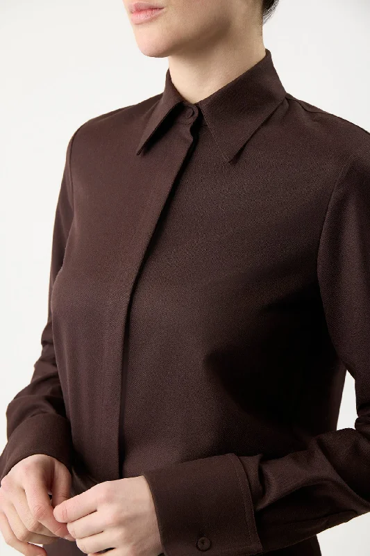 Etlin Shirt in Chocolate Superfine Wool