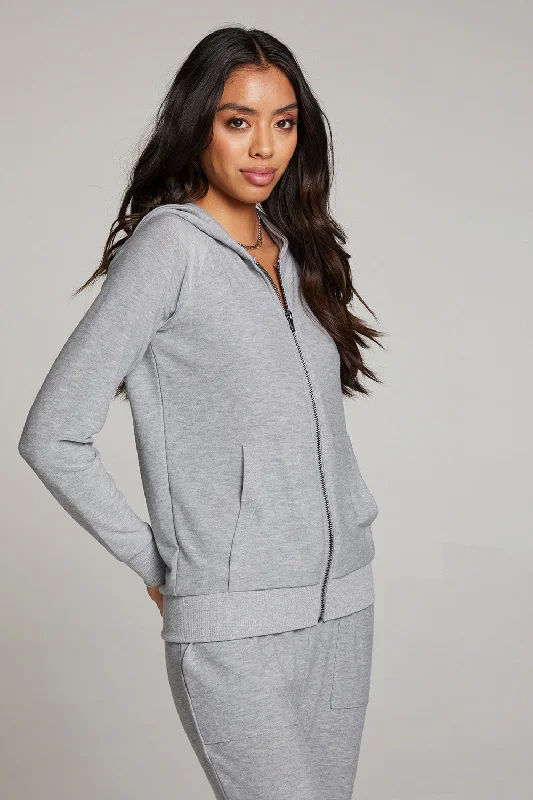 Heather Grey Long Sleeve Raglan Zip Up Hoodie