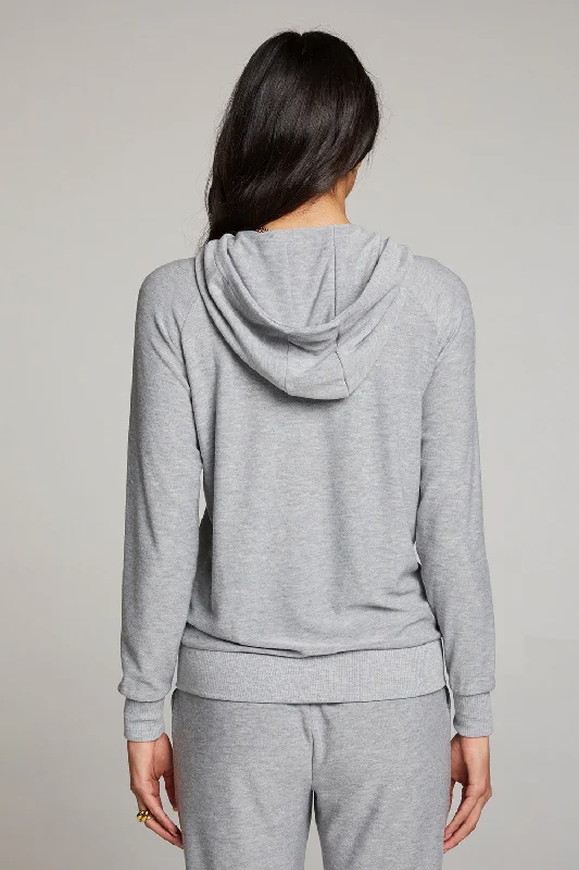 Heather Grey Long Sleeve Raglan Zip Up Hoodie