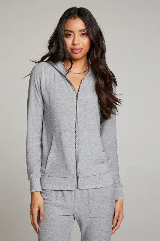 Heather Grey Long Sleeve Raglan Zip Up Hoodie