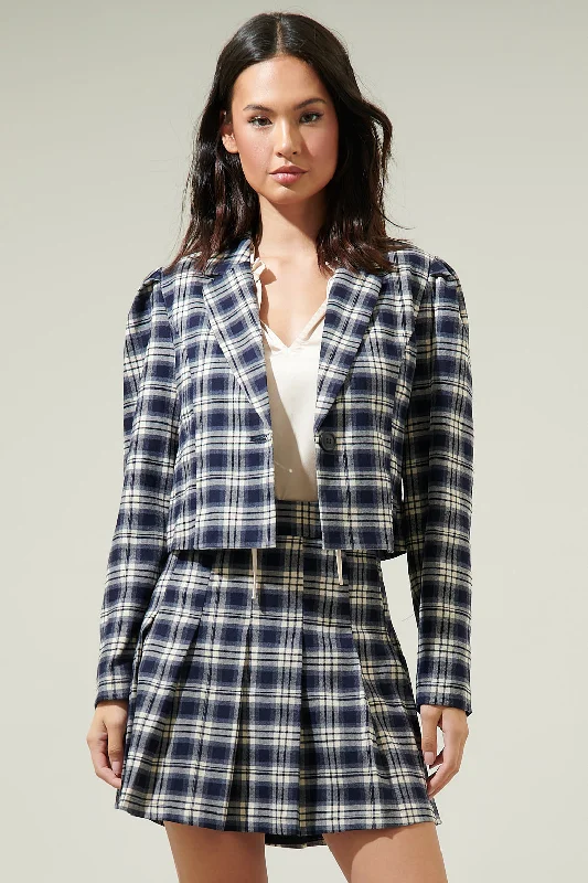 Hillard Plaid Cropped Blazer