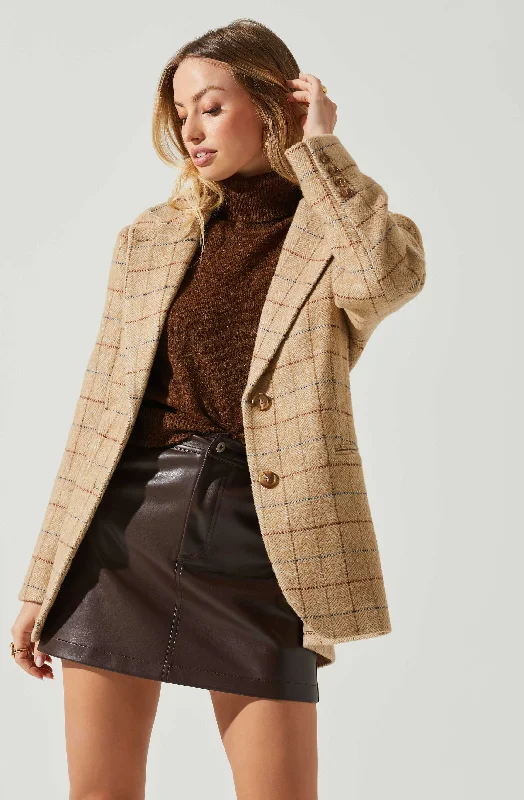 Lottie Plaid Belted Blazer