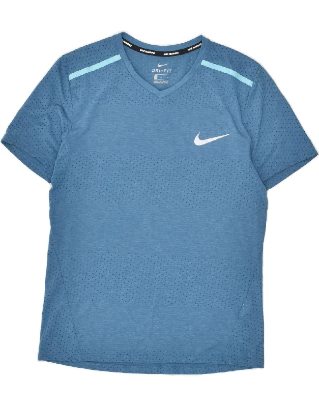 NIKE Womens Dri Fit T-Shirt Top UK 12 Medium Blue