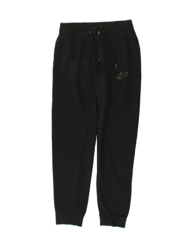 NIKE Womens Tracksuit Trousers Joggers UK 10 Small Black Cotton