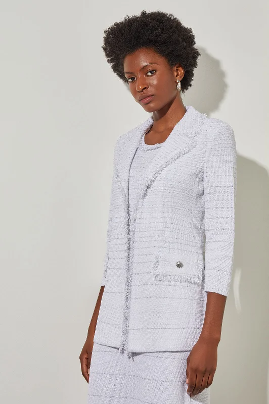 Notch Collar Jacket - Stripe Shimmer Knit