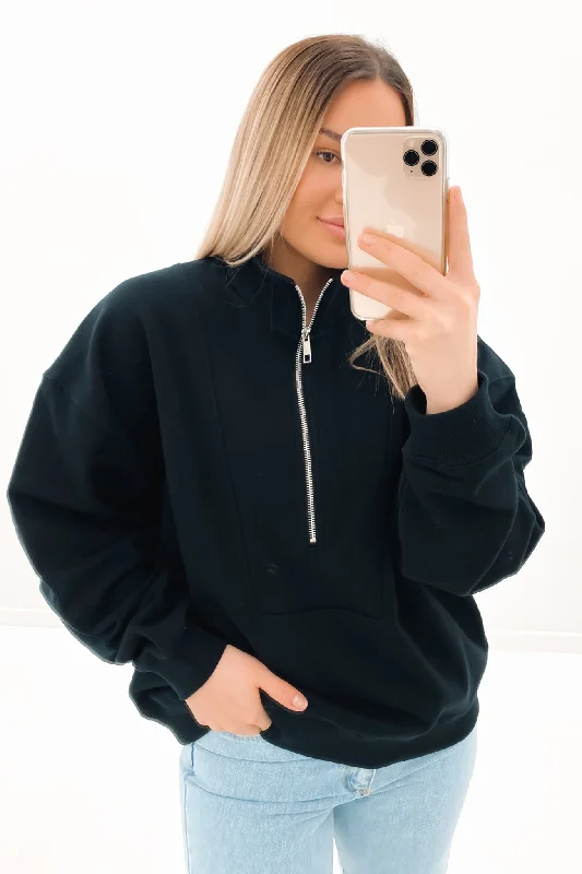 Nude Active Quarter Zip Sweat Black