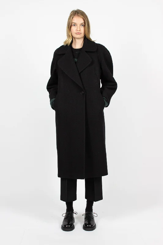 Oversized Collar Coat Black