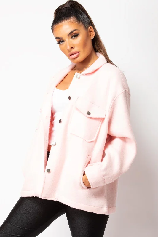 Pink Shacket Trucker Jacket