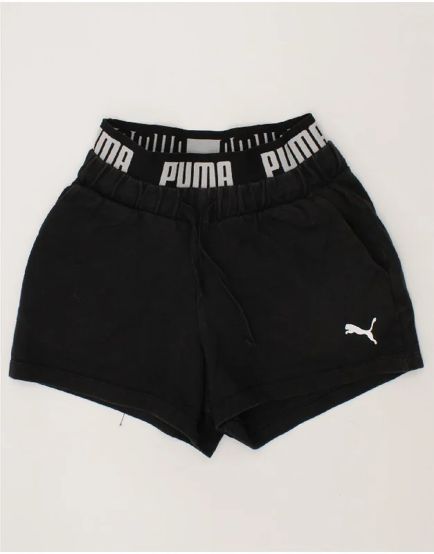 PUMA Womens Graphic Sport Shorts UK 4 XS Black Cotton