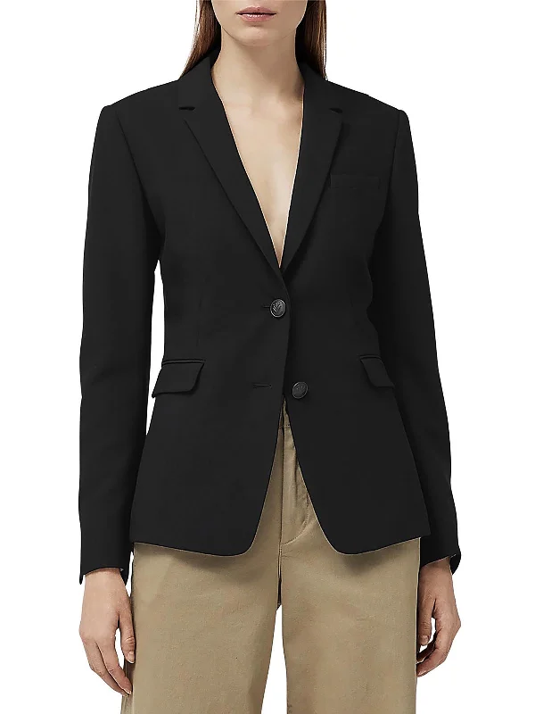 Razor Womens Solid Crepe Two-Button Blazer