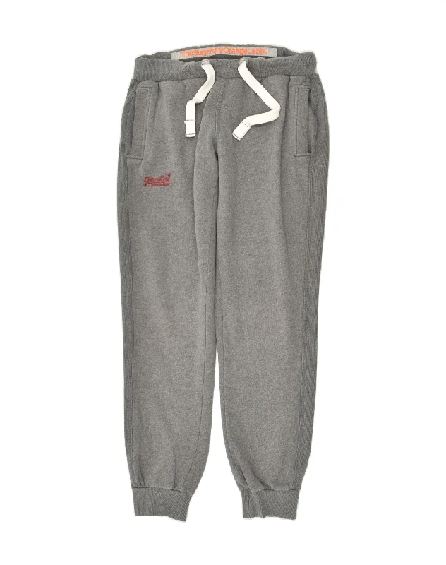 SUPERDRY Womens Tracksuit Trousers Joggers UK 14 Medium Grey Cotton