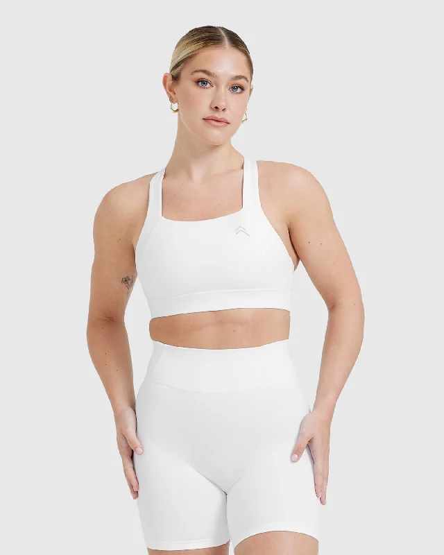 Timeless Wide Strap Sports Bra | White