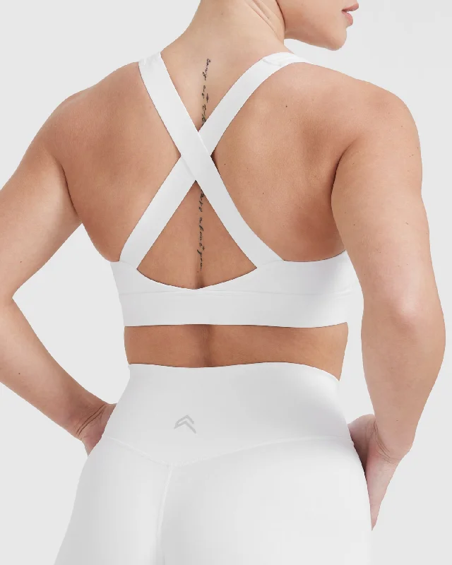 Timeless Wide Strap Sports Bra | White