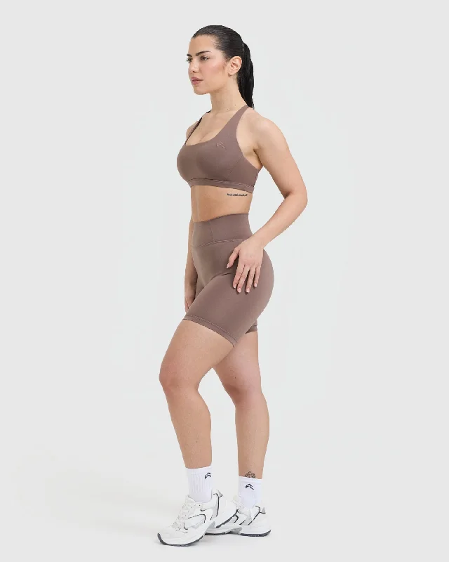 Timeless Square Neck Sports Bra | Cool Brown