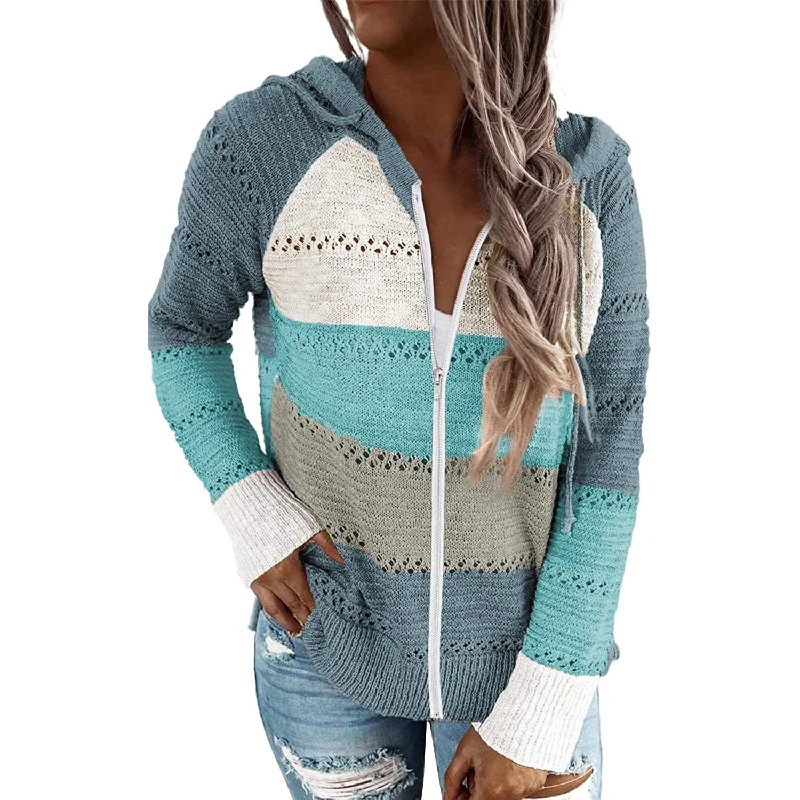 Women Casual Long Sleeve Zip Up Hooded Sweatshirt Hoodies