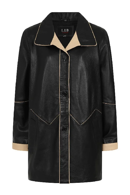 Women's Beautiful ¾ Length Leather Coat - 'JOSIE'