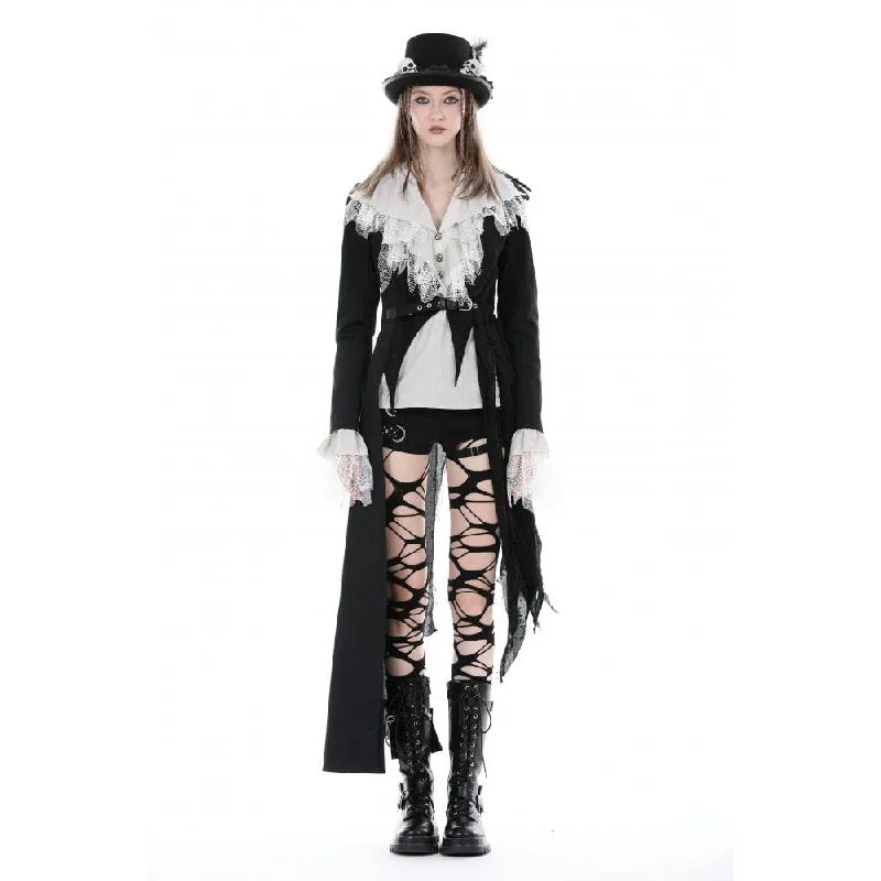 Women's Punk Irregular Distressed Coat with Belt