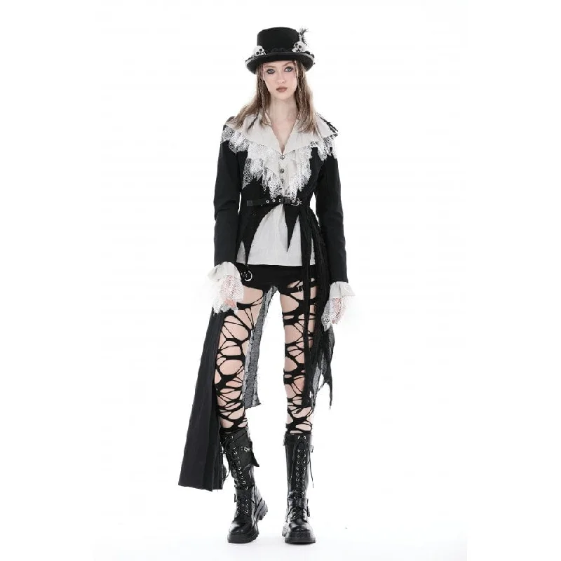 Women's Punk Irregular Distressed Coat with Belt