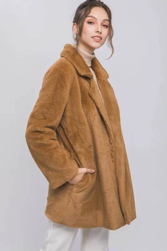 Woven Solid Teddy Collar Coat