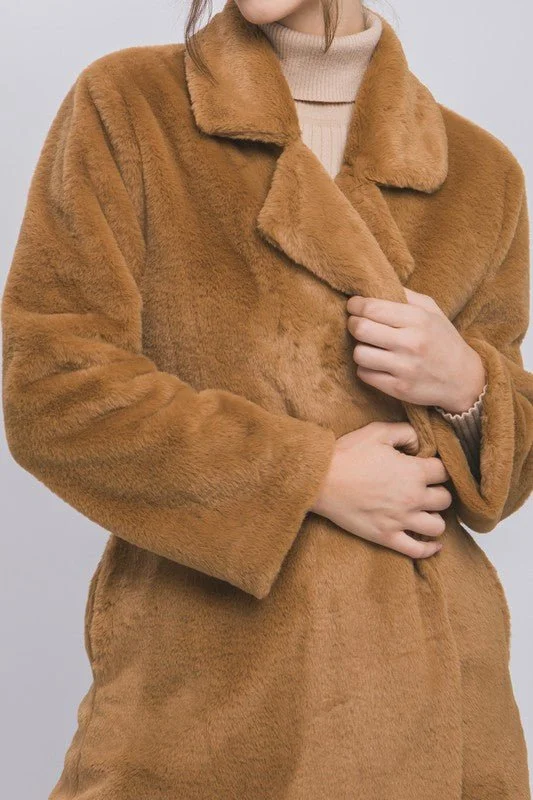 Woven Solid Teddy Collar Coat