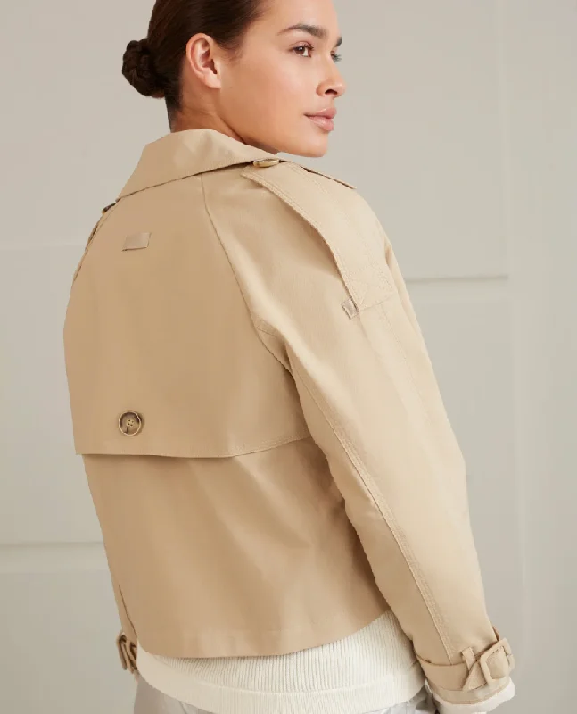 Yaya Cropped Beige Trench Coat