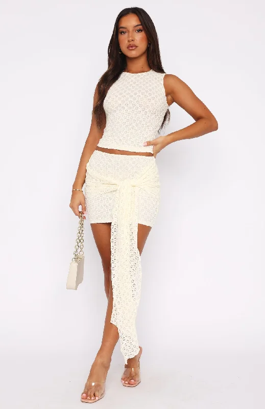 Caught In The Rain Mini Skirt Cream