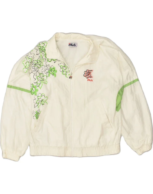 FILA Womens Graphic Tracksuit Top Jacket IT 46 Large White Floral